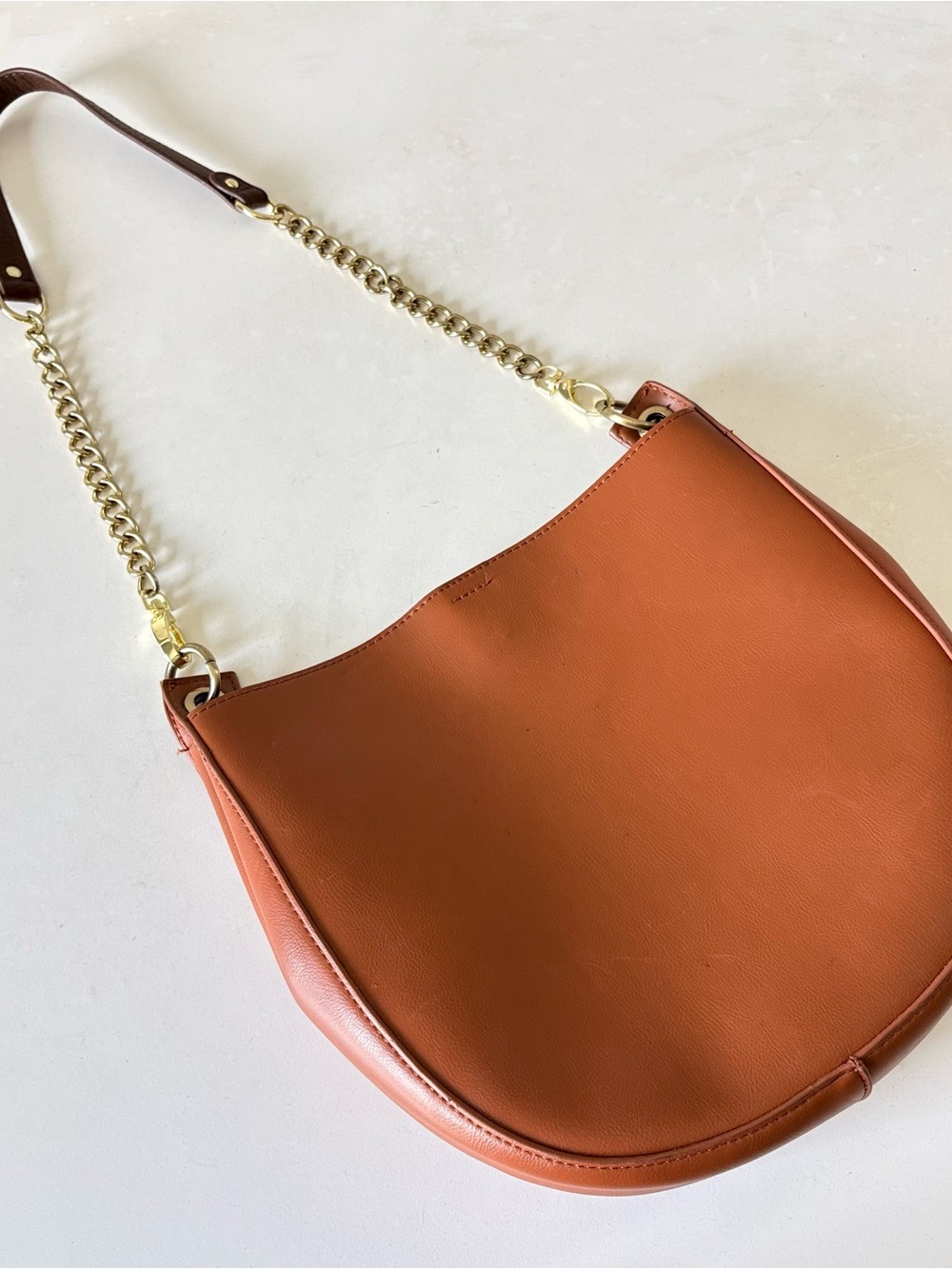 Anthropologie Brown Hobo Bag Triple 7 Modern Moon Shoulder Crossbody Bag Tote - Picture 1 of 11